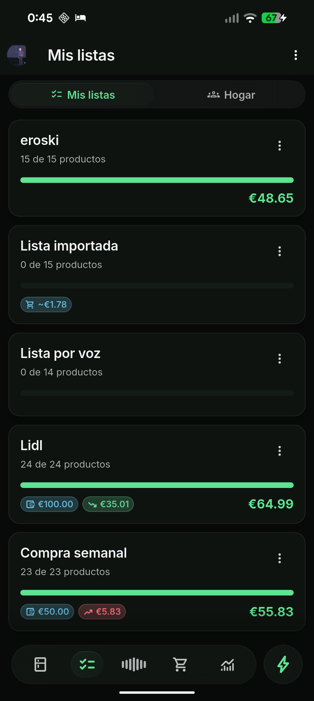 Pantalla de Lista Activa en NookFlow